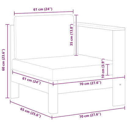 Mittelsofa mit 1 Armlehne Cremeweiß Massivholz Akazie