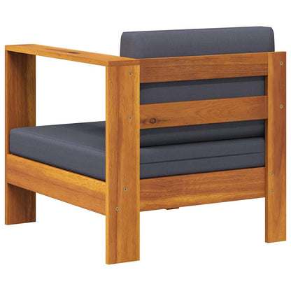 Mittelsofa mit 1 Armlehne Dunkelgrau Massivholz Akazie