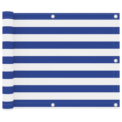 Balkon-Sichtschutz Weiß und Blau 75x400 cm Oxford-Gewebe