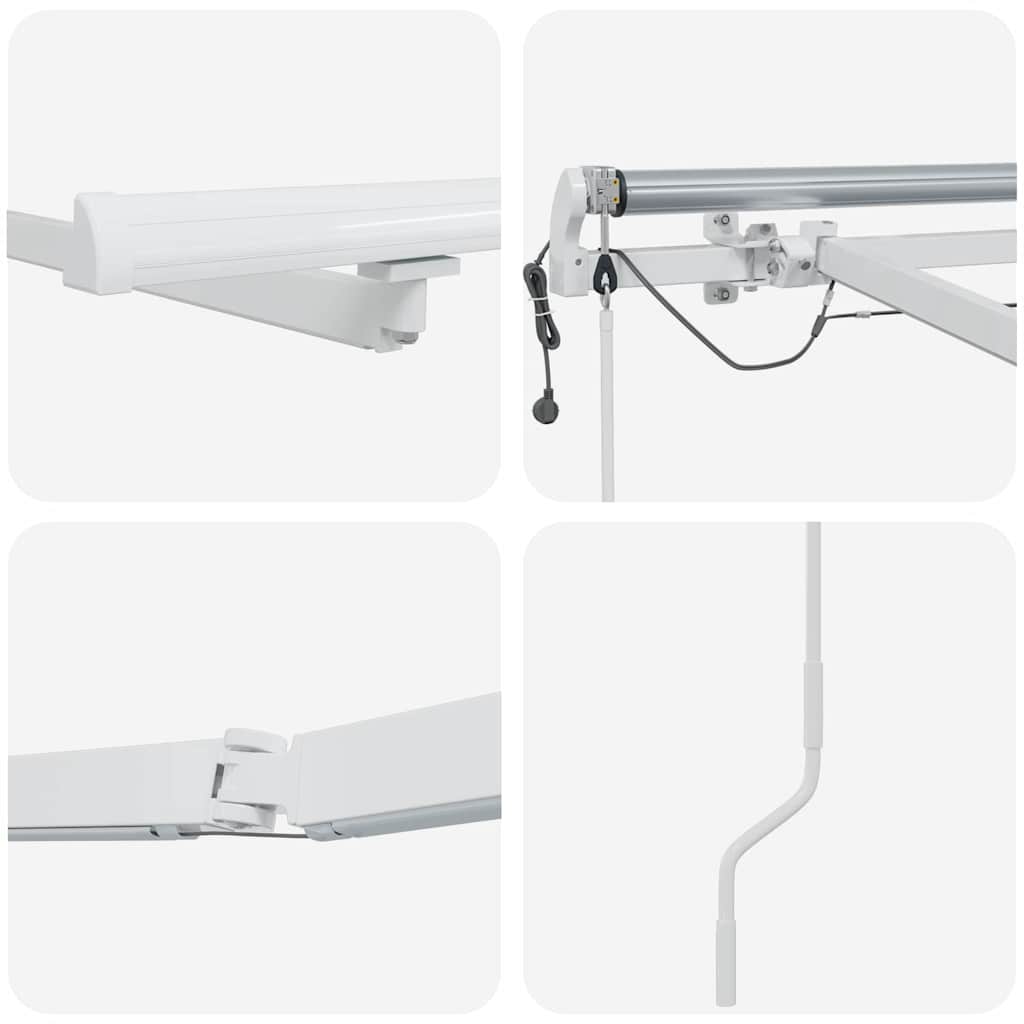 Markisenrahmen mit LED-Lichtleisten Weiß 600 x 350 cm Aluminium