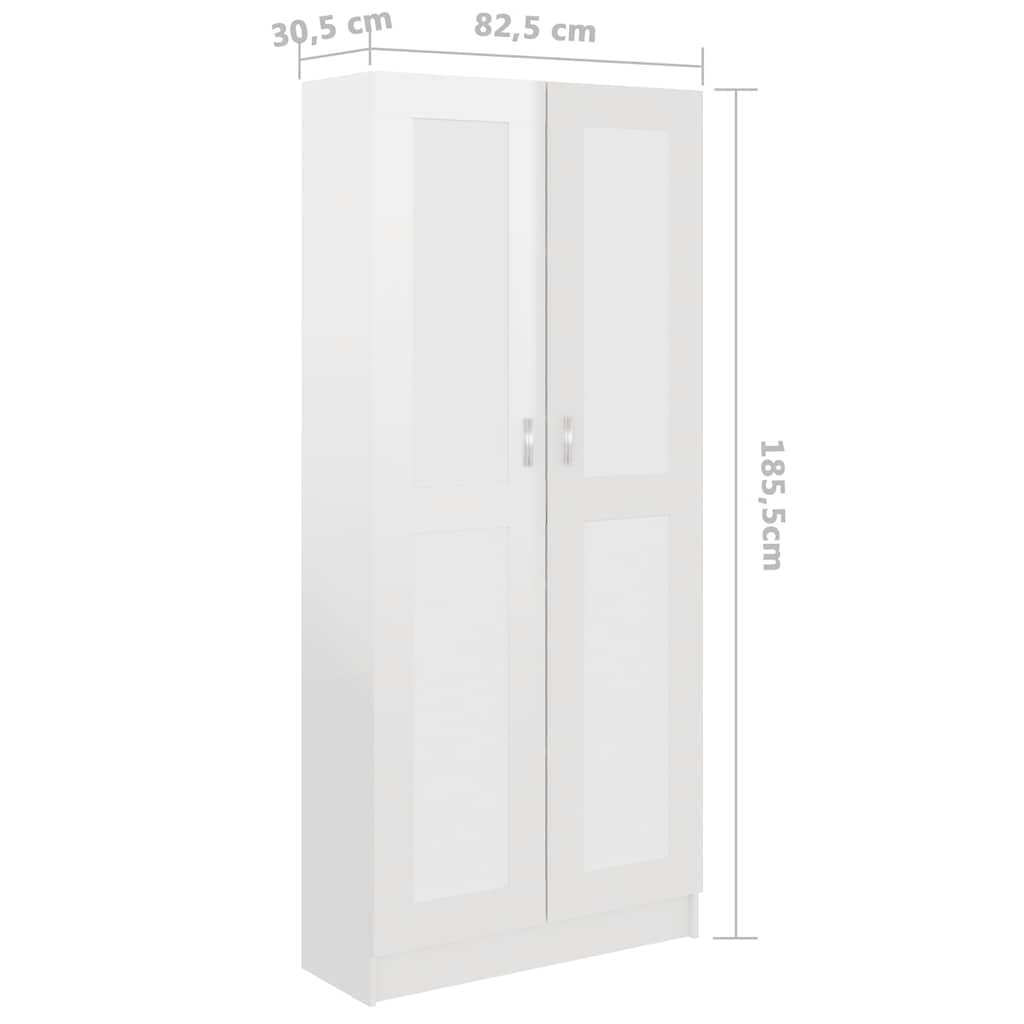 Bücherschrank Hochglanz-Weiß 82,5x30,5x185,5 cm Holzwerkstoff