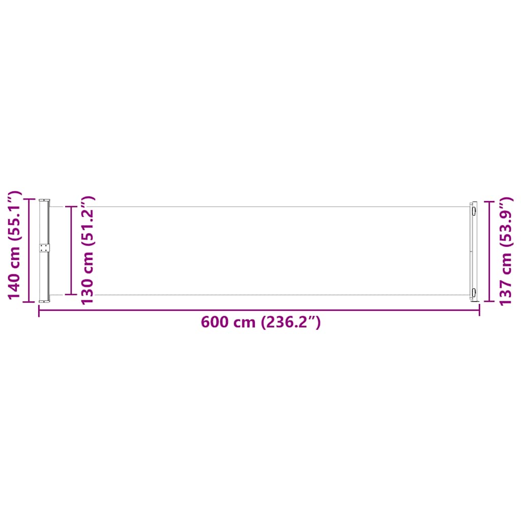 Ausziehbare Seitenmarkise 140x600 cm Braun