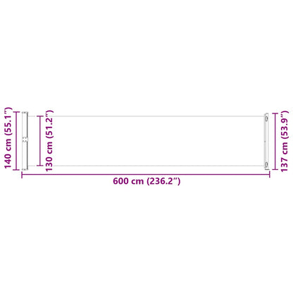 Ausziehbare Seitenmarkise 140x600 cm Braun
