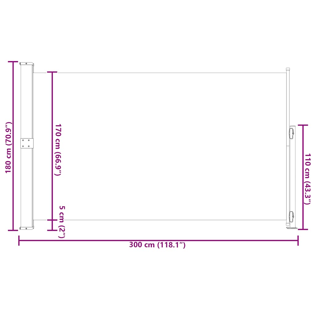 Seitenmarkise Ausziehbar 180x300 cm Grau