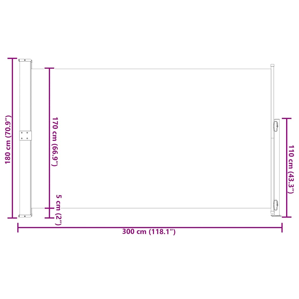 Seitenmarkise Ausziehbar 180x300 cm Braun