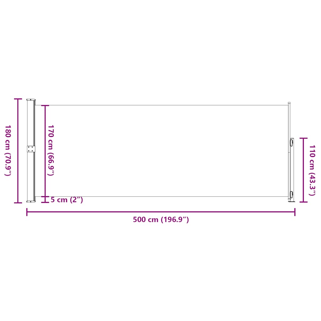 Seitenmarkise Ausziehbar 180x500 cm Grau