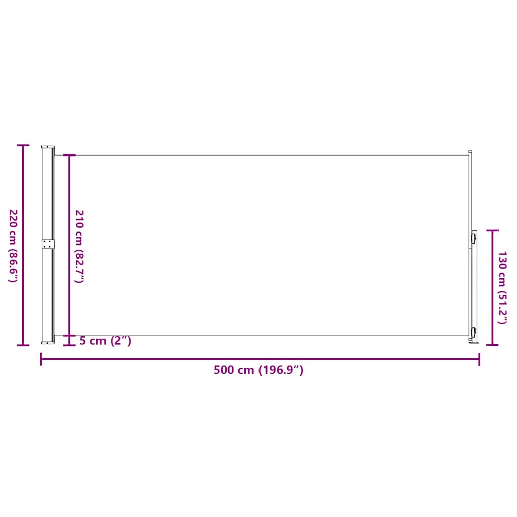 Seitenmarkise Ausziehbar 220x500 cm Creme