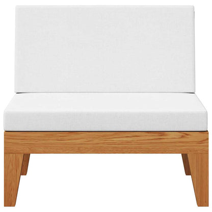 Modular-Mittelsofa mit Cremeweißen Kissen Akazie Massivholz