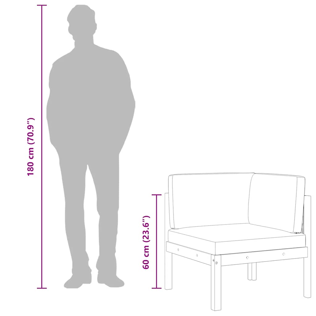 Garten-Ecksofas 2-tlg. mit Kissen Holz Akazie & Seil