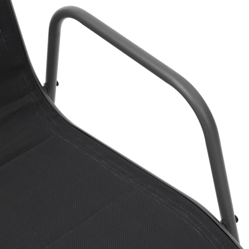 Stapelbare Gartenstühle 2 Stk. Stahl und Textilene Schwarz
