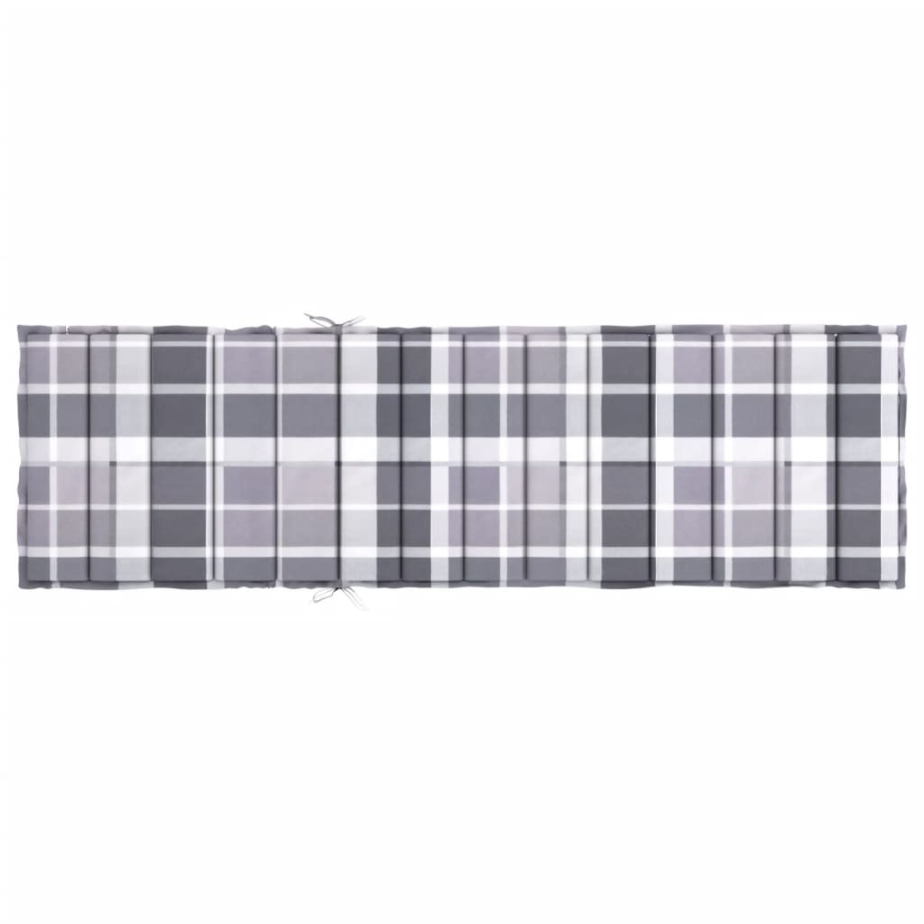 Sonnenliegen-Auflage Grau Karomuster 200x60x3 cm Oxford-Gewebe
