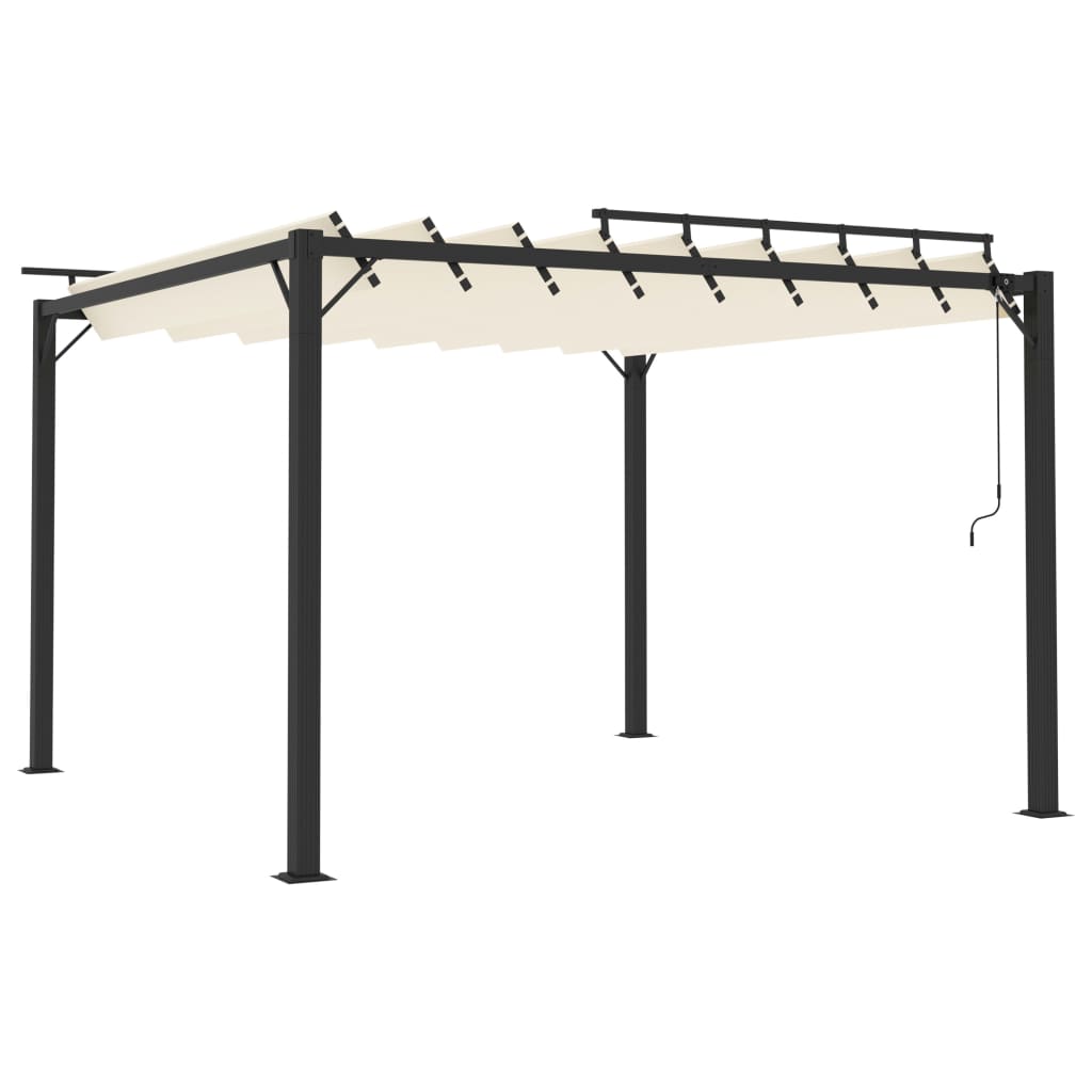 Pergola mit Lamellendach 3x3 m Creme Stoff und Aluminium