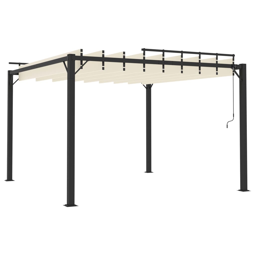 Pergola mit Lamellendach 3x3 m Creme Stoff und Aluminium