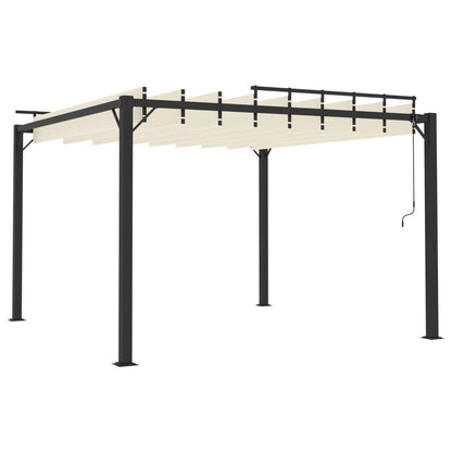 Pergola mit Lamellendach 3x3 m Creme Stoff und Aluminium