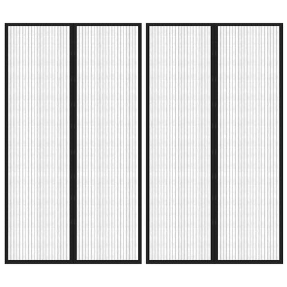 Fliegengitter-Türvorhänge 2 Stk. Magnet Schwarz 200x80 cm