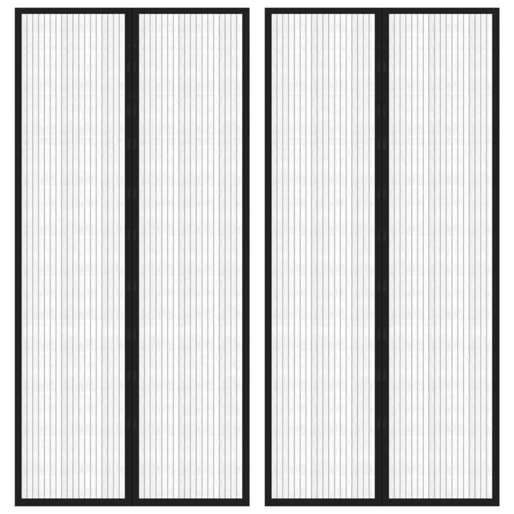 Fliegengitter-Türvorhänge 2 Stk. Magnet Schwarz 220x110 cm