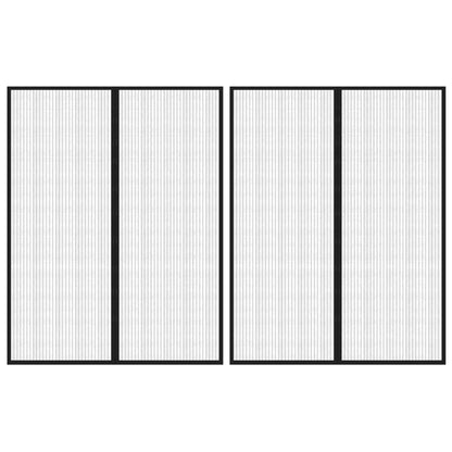 Fliegengitter-Türvorhänge 2 Stk. Magnet Schwarz 230x160 cm