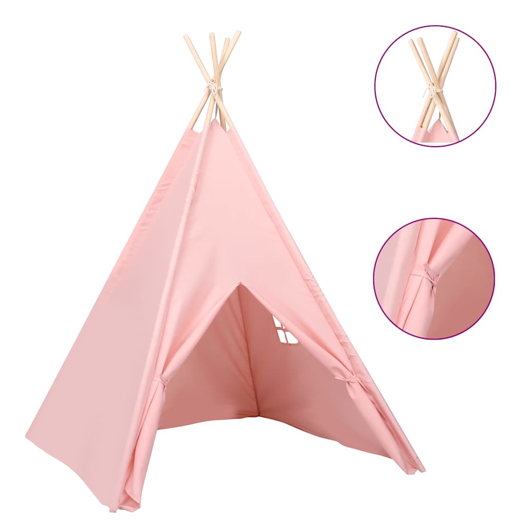 Kinder Tipi-Zelt mit Tasche Pfirsichhaut Rosa 120x120x150 cm