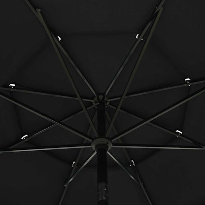 Sonnenschirm mit Aluminium-Mast 3-lagig Schwarz 3,5 m