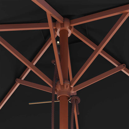 Sonnenschirm mit Holzmast Schwarz 150x200 cm