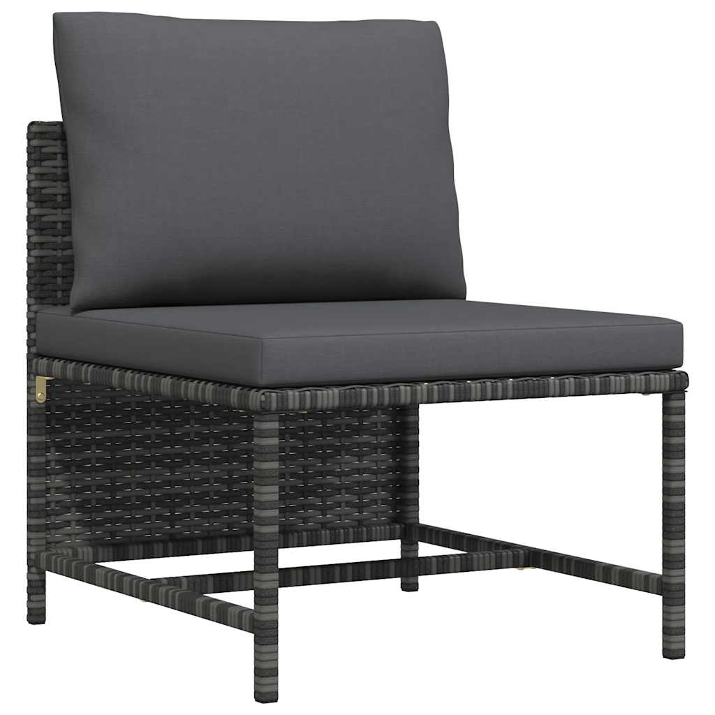 Modulares Mittelsofa mit Kissen Grau Poly Rattan