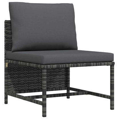 Modulares Mittelsofa mit Kissen Grau Poly Rattan
