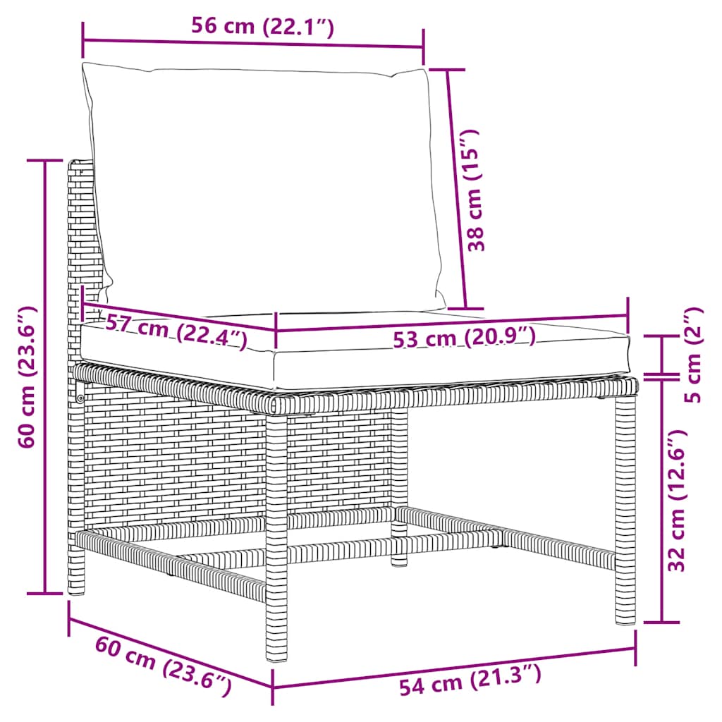 3-tlg. Garten-Lounge-Set mit Kissen Poly Rattan Grau