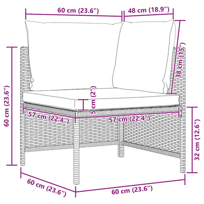 3-tlg. Garten-Lounge-Set mit Kissen Poly Rattan Grau