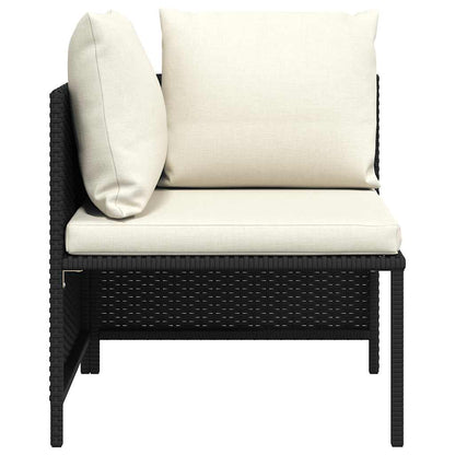 Modular-Ecksofa mit Kissen Schwarz Poly Rattan