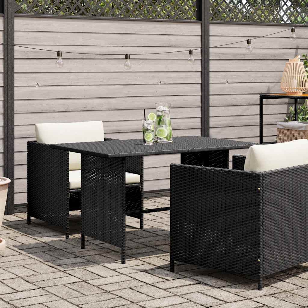 Garten-Esstisch Schwarz 110x70x65 cm Poly Rattan