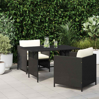 Garten-Esstisch Schwarz 110x70x65 cm Poly Rattan