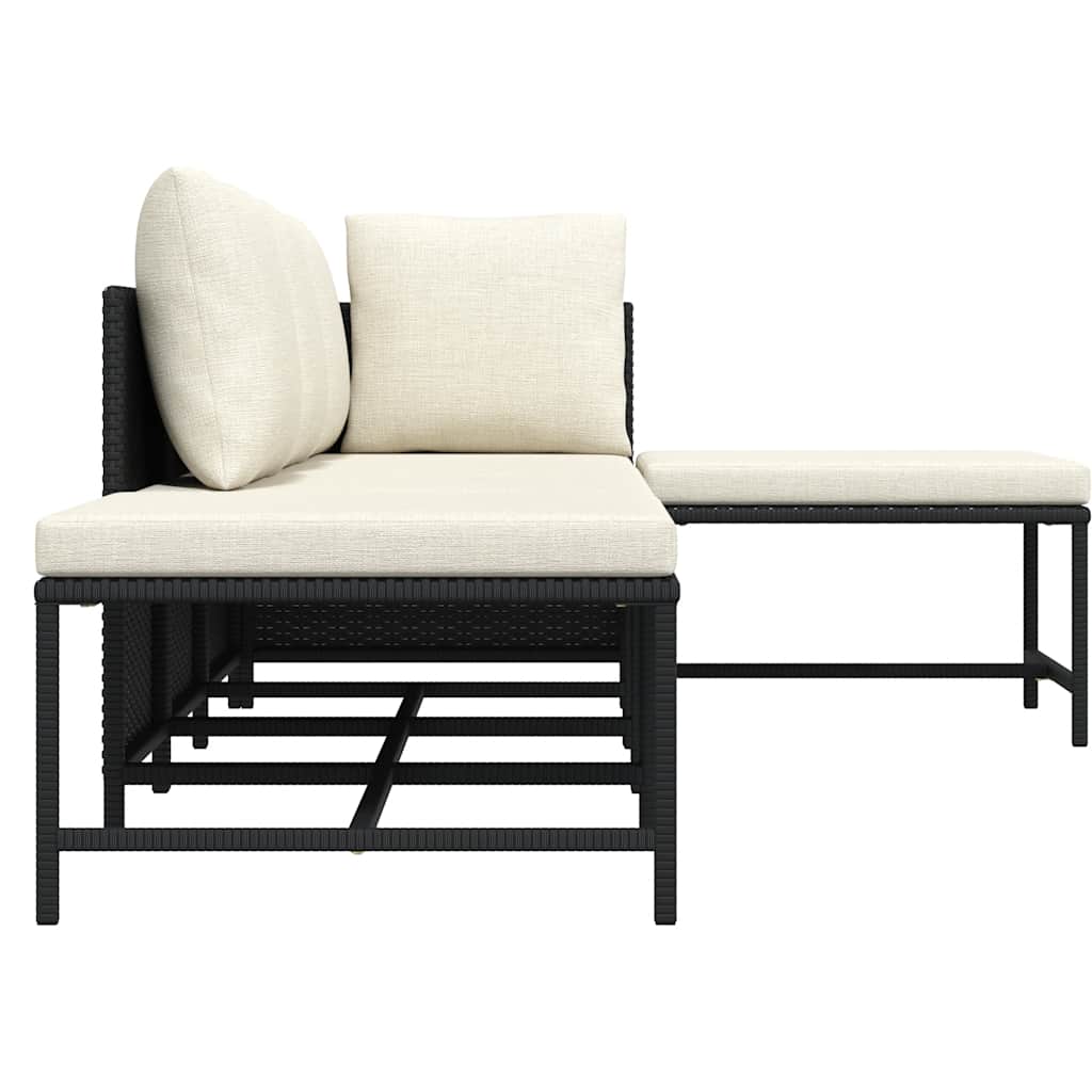 5-tlg. Garten-Sofagarnitur mit Auflagen Schwarz Poly Rattan
