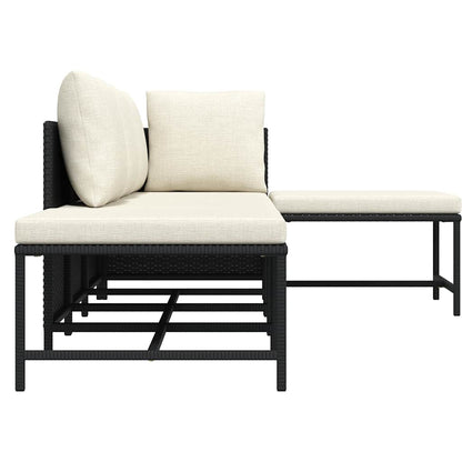 5-tlg. Garten-Sofagarnitur mit Auflagen Schwarz Poly Rattan