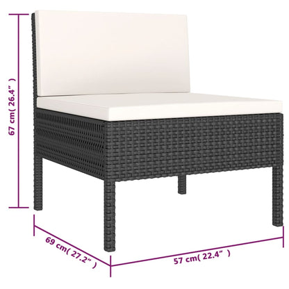 6-tlg. Garten-Lounge-Set mit Auflagen Poly Rattan Schwarz