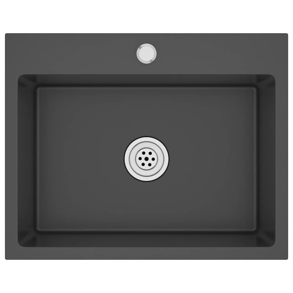 Handgemachte Einbauspüle Schwarz Edelstahl