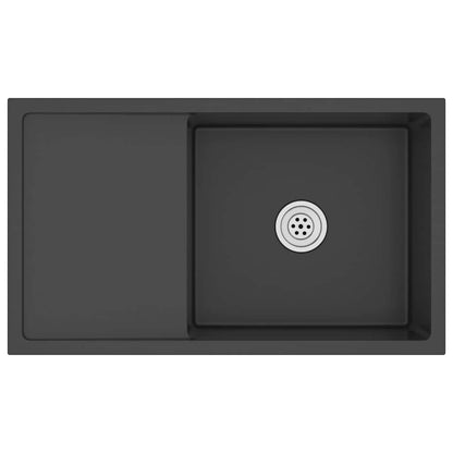 Handgemachte Einbauspüle Schwarz Edelstahl