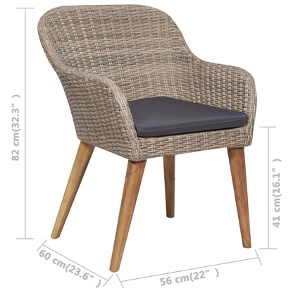 9-tlg. Garten-Essgruppe mit Auflagen Poly Rattan