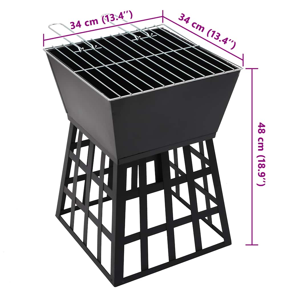 2-in-1 Feuerstelle und Grill 34x34x48 cm Stahl