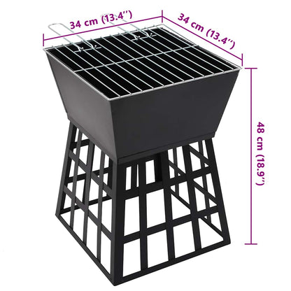 2-in-1 Feuerstelle und Grill 34x34x48 cm Stahl
