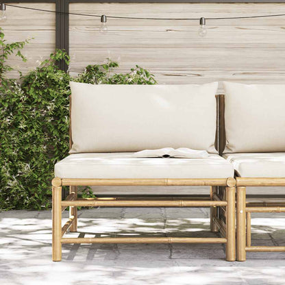 Garten-Mittelsofa mit Kissen Cremeweiß Bambus