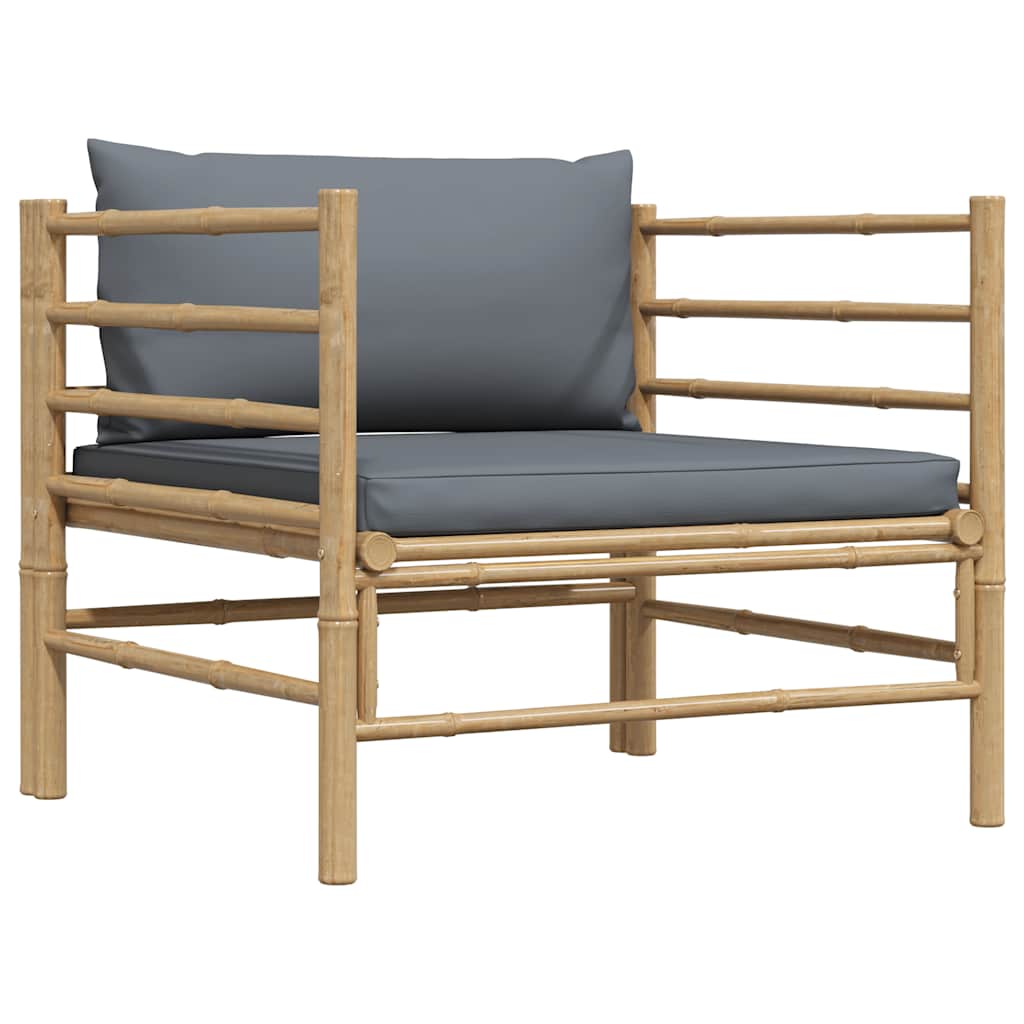 Gartensofa mit Dunkelgrauen Kissen Bambus