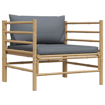 Gartensofa mit Dunkelgrauen Kissen Bambus