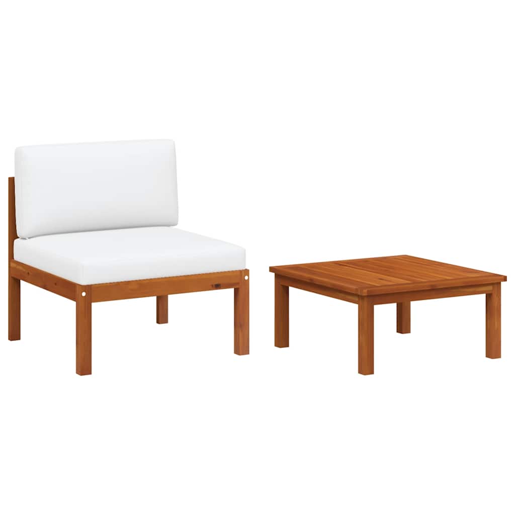 2-teiliges Garten-Lounge-Set mit Kissen Holz Akazie & Seil