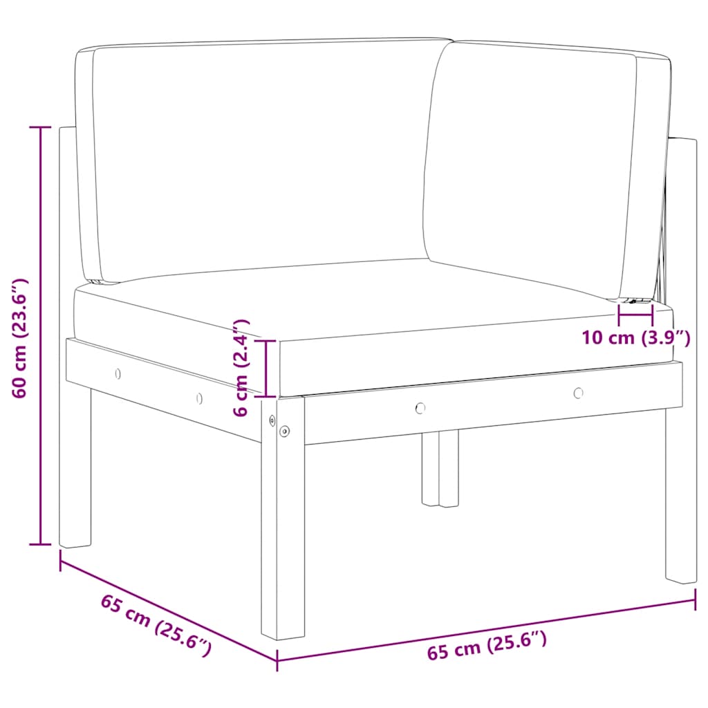 Garten-Ecksofa mit Kissen Holz Akazie & Seil