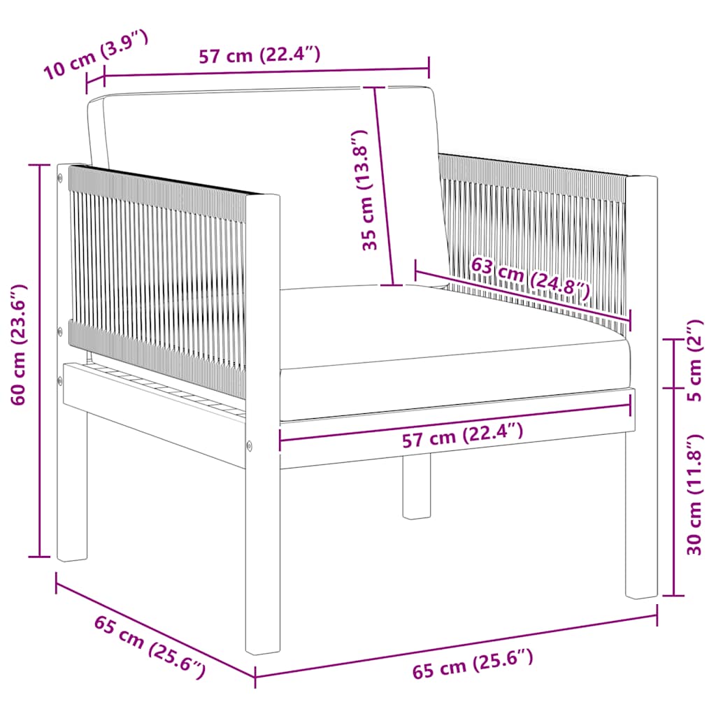 Gartenstuhl mit Kissen Akazie Massivholz