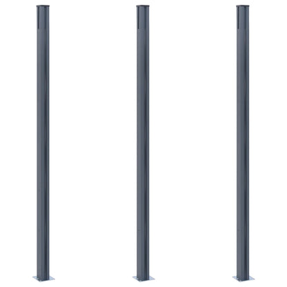 Zaunpfosten 3 Stk. Dunkelgrau 185 cm Aluminium