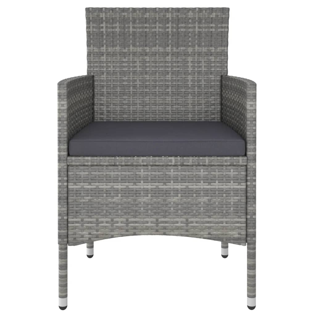 5-tlg. Garten-Essgruppe Poly Rattan und Hartglas Grau