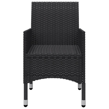 3-tlg. Bistro-Set Poly Rattan und Hartglas Schwarz