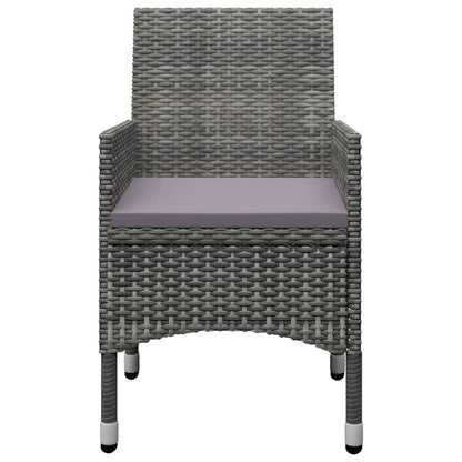 3-tlg. Bistro-Set Poly Rattan und Akazienholz Grau