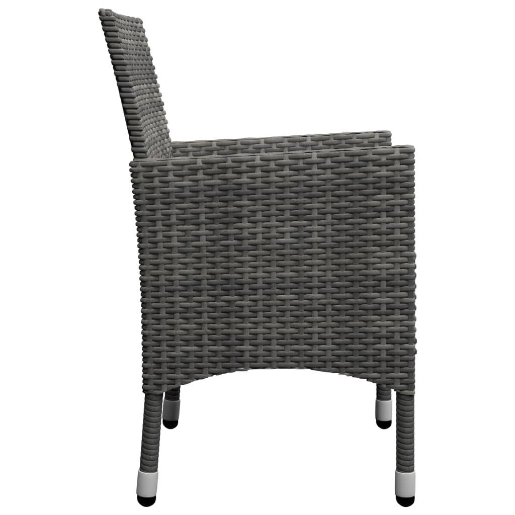 3-tlg. Bistro-Set Poly Rattan und Akazienholz Grau
